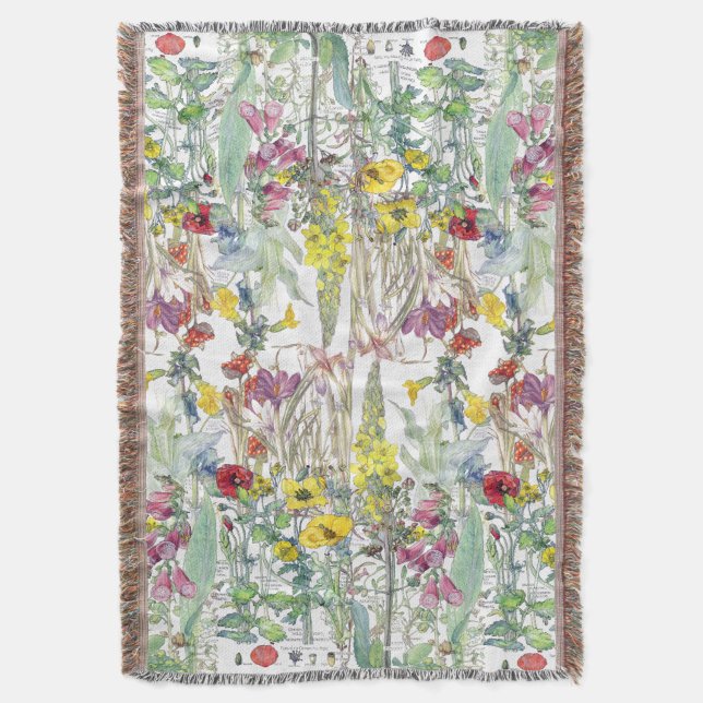 Botanische Wildblume-Blumenthrow-Decke Decke (Vorderseite Vertikal)