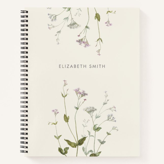 Botanische Wildblume der Flora Personalisiert Notizbuch (Vorderseite)