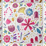 Botanische Wildblume Fliese<br><div class="desc">Moderne Aquarellmalerei mit wilden Blume und Blätter in kräftigen Farbtönen auf weißem Hintergrund. Originelle Kunst von Nic Squirrell.</div>