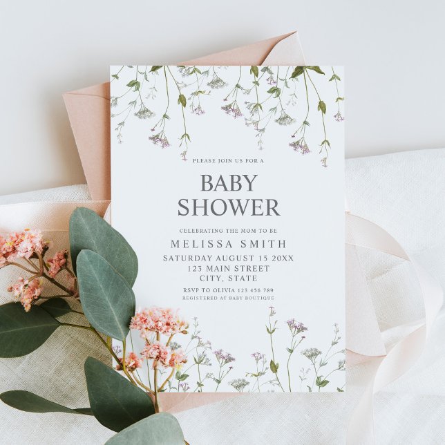 Botanische Wildblume Floral Baby Dusche Einladung (Von Creator hochgeladen)
