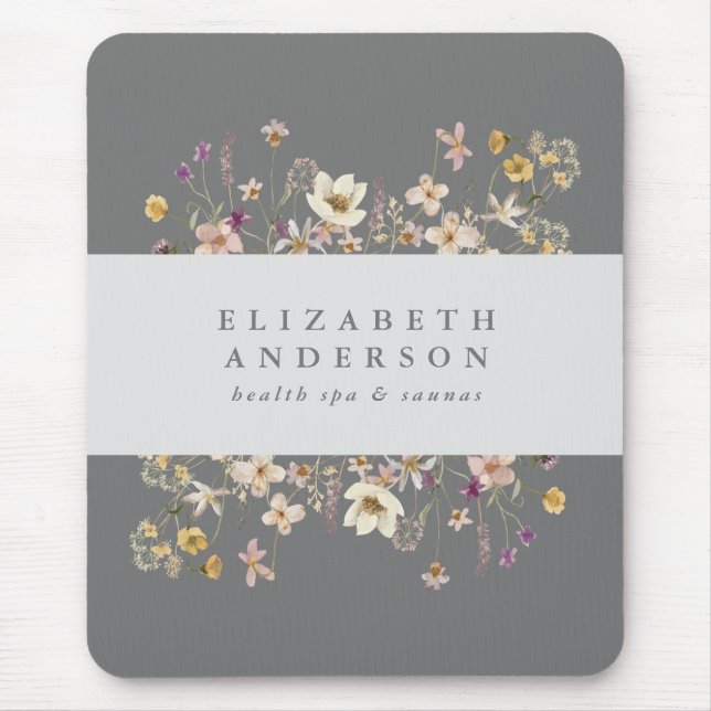 Botanische Wildblume für benutzerdefinierten Text Mousepad (Vorne)