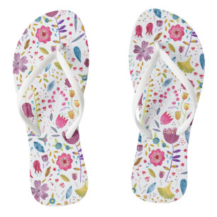 Botanische Wildblume Hedgerow-Malerei Flip Flops