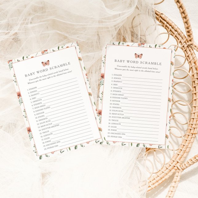 Botanische Wildblume Kinderdusche Word Scramble (Von Creator hochgeladen)