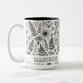 Botanische Wildblume Personalisierte Färbung der W Zweifarbige Tasse