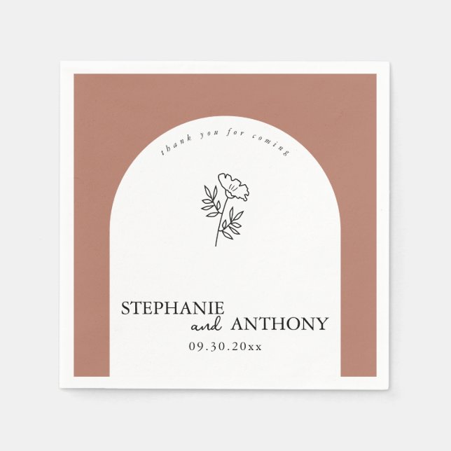 Botanische Wildblume Terracotta Serviette (Vorderseite)
