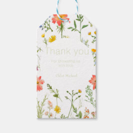 Botanische Wildblumen Babydusche Geschenkanhänger