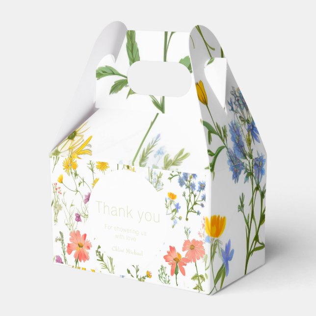 Botanische Wildblumen Babydusche Geschenkschachtel (Vorderseite)