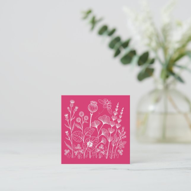 Botanische Wildblumen Begleitkarte (Stehend Vorderseite)