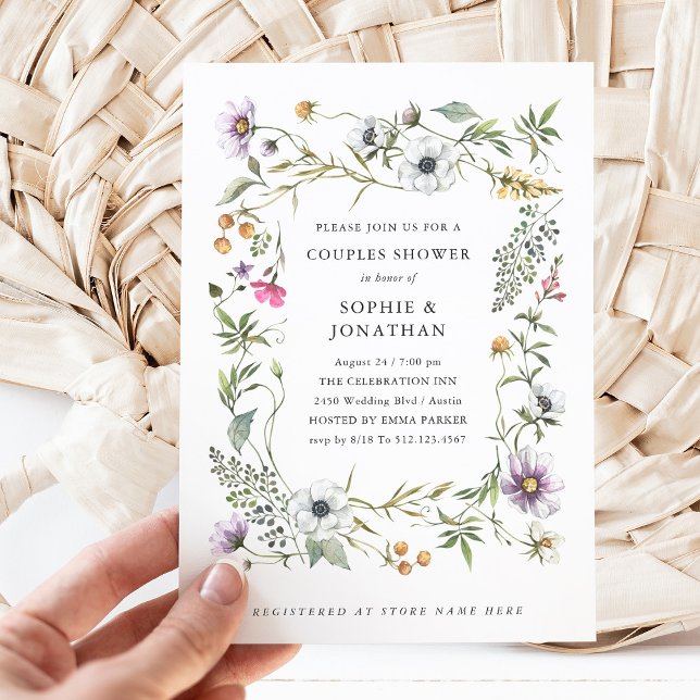 Botanische Wildblumen | Dusche für Elegante Paare Einladung (Von Creator hochgeladen)