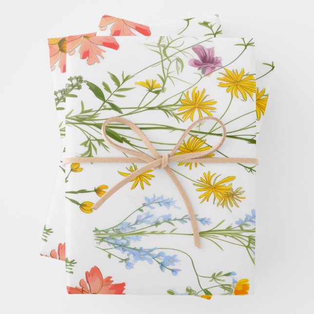 Botanische Wildblumen Geschenkpapier Set (Beispiel)