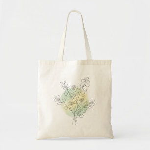 Botanische Wildblumen-Linienkunst Minimalistische Tragetasche