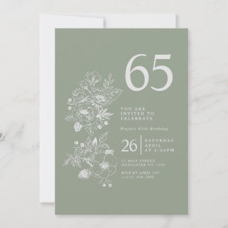 Botanische Wildblumen-Staubblau 65. Geburtstag Einladung