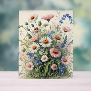 Botanische Wildblumen-Wasserfarbe Acryl – Motivati Acrylschild