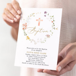 Botanische Wildblumen Wreath Taufe Christening Einladung
