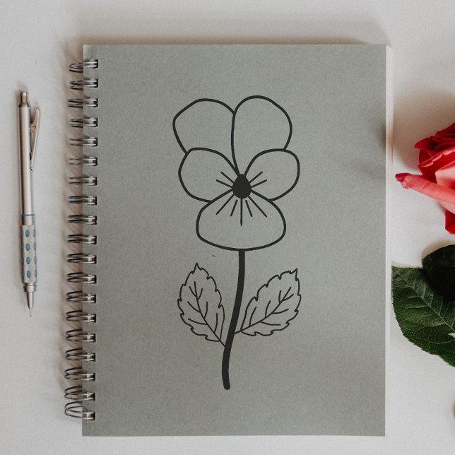Botanische Wilde Pansy Line Blume Gummistempel (Botanical Wild Pansy Line Art Flower Rubber Stamp)