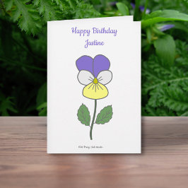 Botanische Wilde Pansy Pastel Blume Geburtstagskar Karte