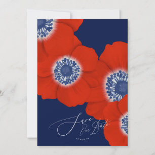 Botanische Windblumen, Hochzeit von Navy Blue Save The Date