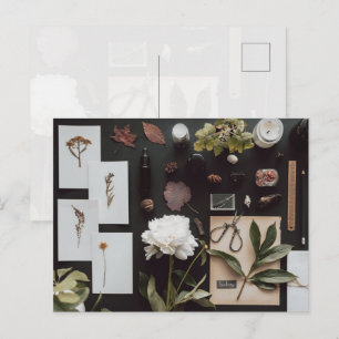 Botanische Wissenschaft Flat Lay Academia Postkarte