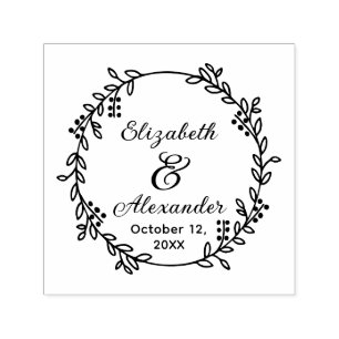 Botanische Wraath Bride Groom Namen Datum SC Hochz Permastempel