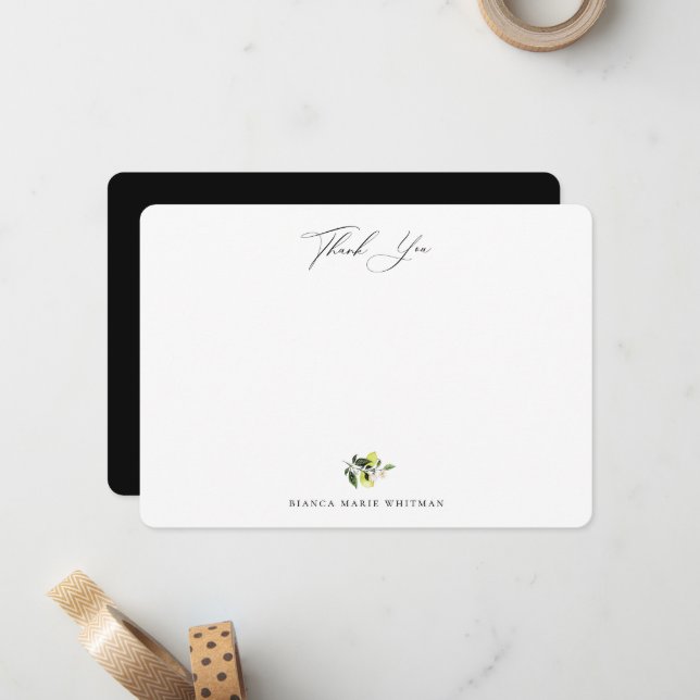 Botanische Zitronen Vielen Dank Notiz Karte (Vorderseite/Rückseite Beispiel)