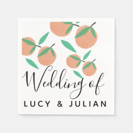 Botanische Zitrusfrüchte Hochzeit von handgezogene Serviette
