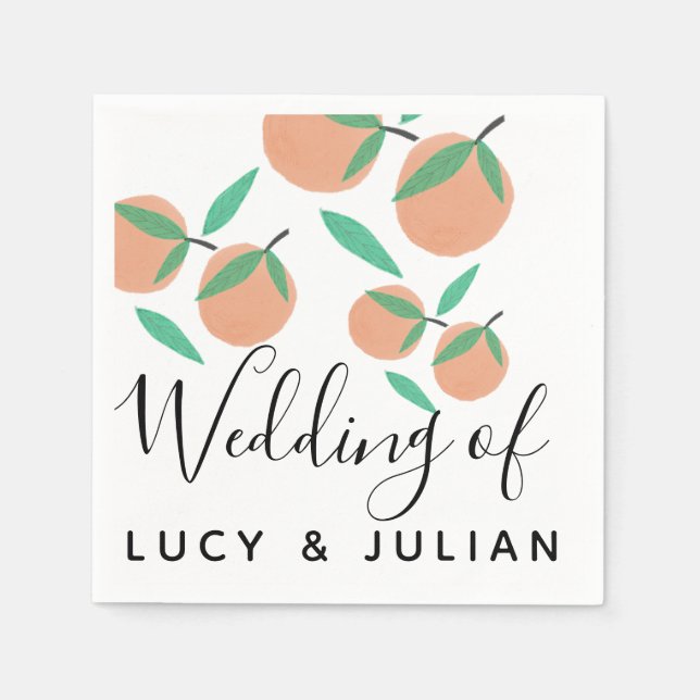 Botanische Zitrusfrüchte Hochzeit von handgezogene Serviette (Vorderseite)