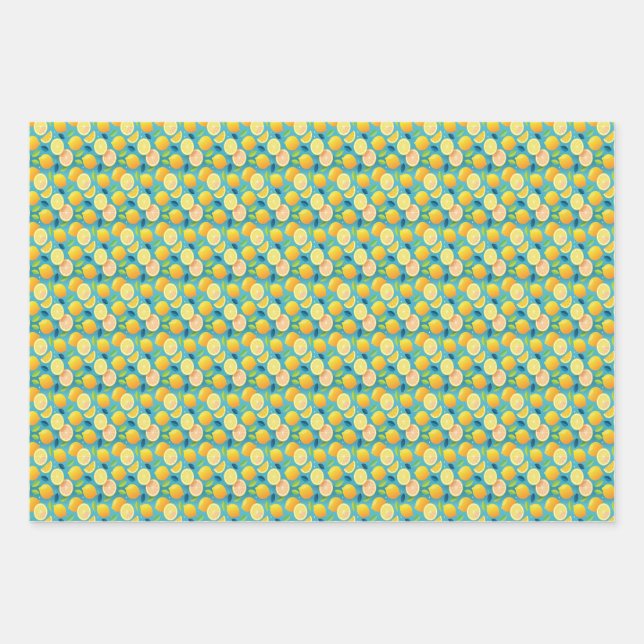 Botanische Zitrusfrüchte im Sommer Geschenkpapier Set (Vorderseite 3)