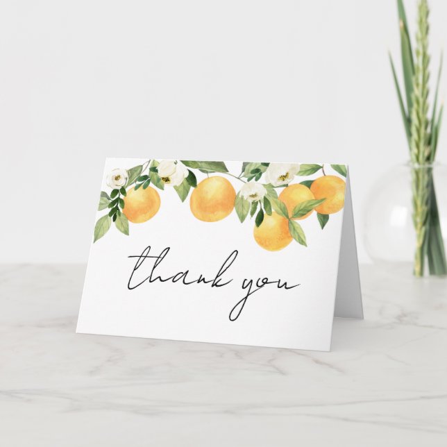 Botanische Zitrusfrüchte Orange Kleine Süsse Kinde Dankeskarte (Vorderseite)