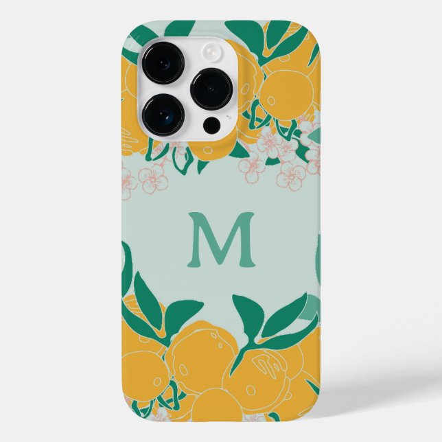 Botanische Zitrusmonogramm Case-Mate iPhone 14 Pro Hülle (Rückseite)