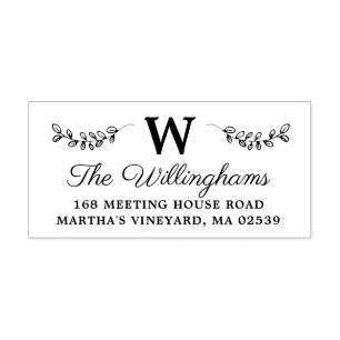 Botanische Zweige mit Monogramm-Blätter Permastempel