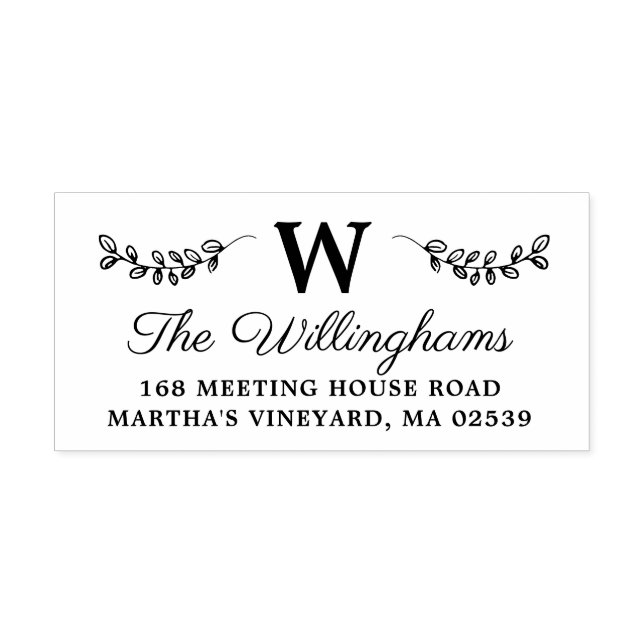 Botanische Zweige mit Monogramm-Blätter Permastempel (Design)