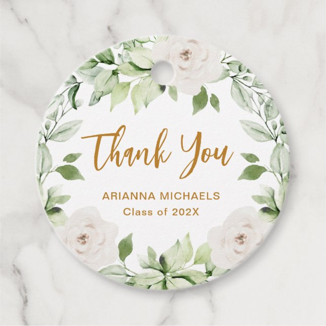 Botanischer Abschluss der Flora Danke, Script Geschenkanhänger (Vorderseite)