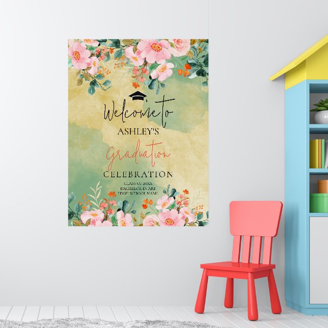 Botanischer Abschluss in Beobingrosa Poster (Kinderzimmer 1)