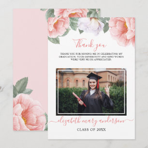 Botanischer Abschluss in rosa Flora Dankeskarte