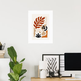 Botanischer abstrakter Blattdruck | Modernes Skand Poster
