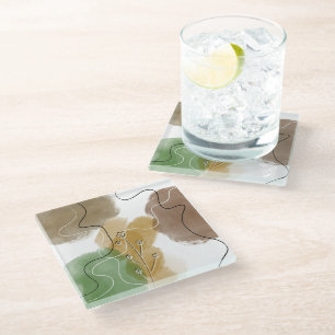 Botanischer Abtract Earth Tone Glasuntersetzer