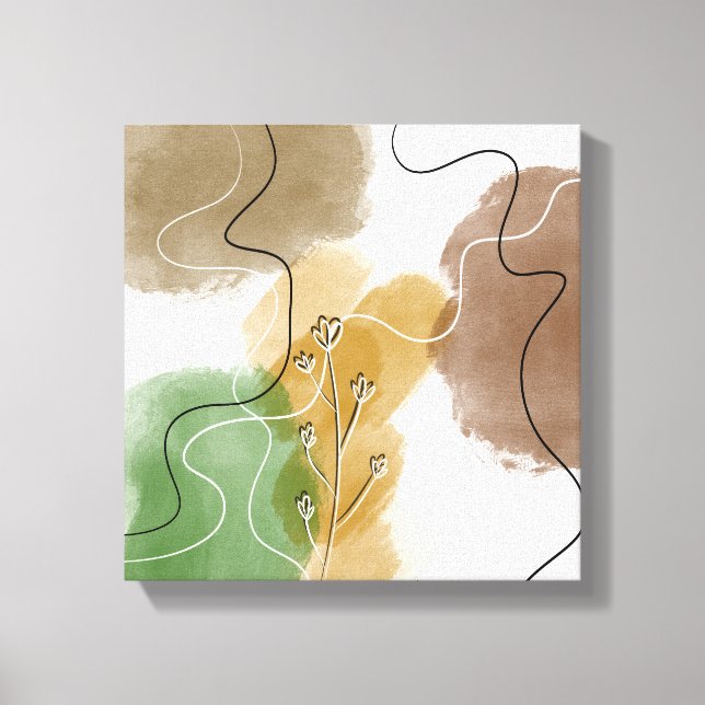 Botanischer Abtract Earth Tone Leinwanddruck (Vorderseite)