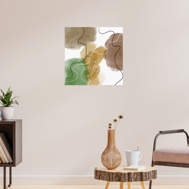 Botanischer Abtract Earth Tone Poster (Wohnzimmer 3)