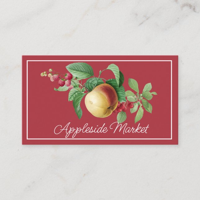 Botanischer Apple und Berries Fruchtkarte Visitenkarte (Vorderseite)
