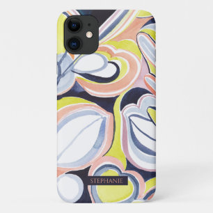 Botanischer Aquarell-Abstrakter Kunst-Name-Handyhü Case-Mate iPhone Hülle