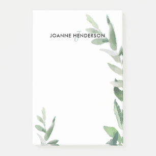 Botanischer Aquarell-Ölzweig-Monogrammname Post-it Klebezettel