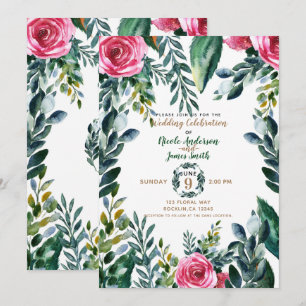 Botanischer Aquarell Vintage Florale Blätter Hochz Einladung