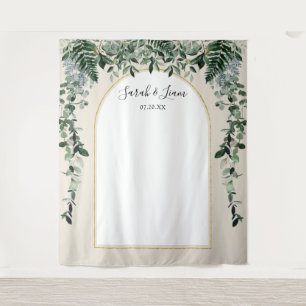 Botanischer Arch beige Braut Foto Stand Wandteppich