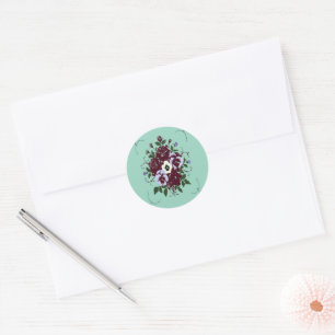 Botanischer Aufkleber Strauß violetter Rosen