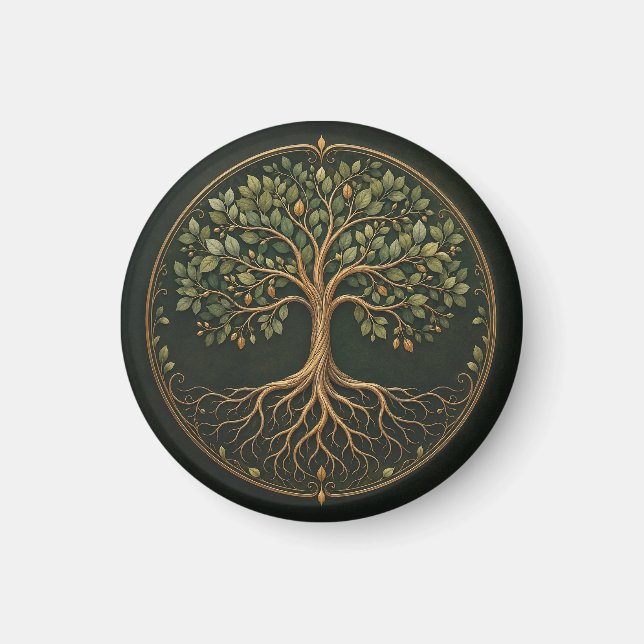 Botanischer Baum, Baum des Lebens, runder Magnet (Vorne)