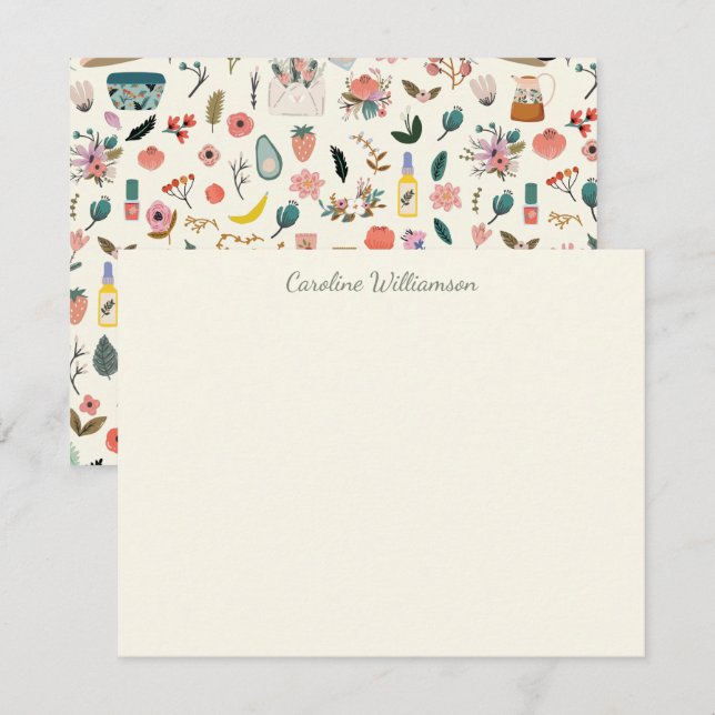 Botanischer Beauty Floral Nature Individuelle Name Mitteilungskarte (Vorne/Hinten)