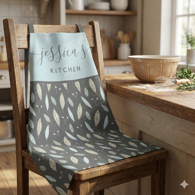 Botanischer-Blatt-Allover-Print-Schürze Schürze (This beautiful personalized apron would make a great bridal shower gift! )