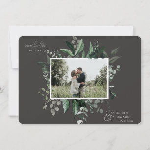 Botanischer Blattgrün-Fotorahmen Save-the-Date