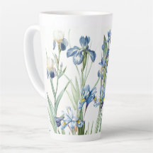 Botanischer Blauer Iris Blume Redoute Latte Tasse