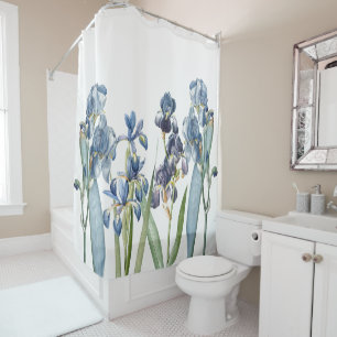 Botanischer blauer Iris-Blumen Redoute Duschvorhang